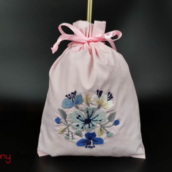  Dried flower bag with apricot blossom embroidery (medium size)